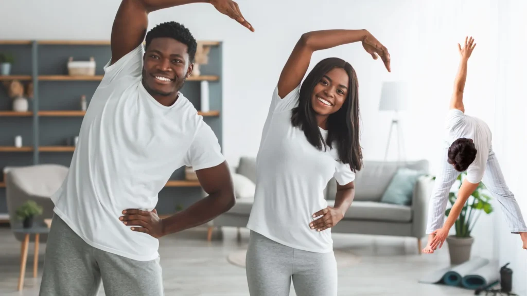 Writers doing daily stretching routine to relieve stiffness and pain